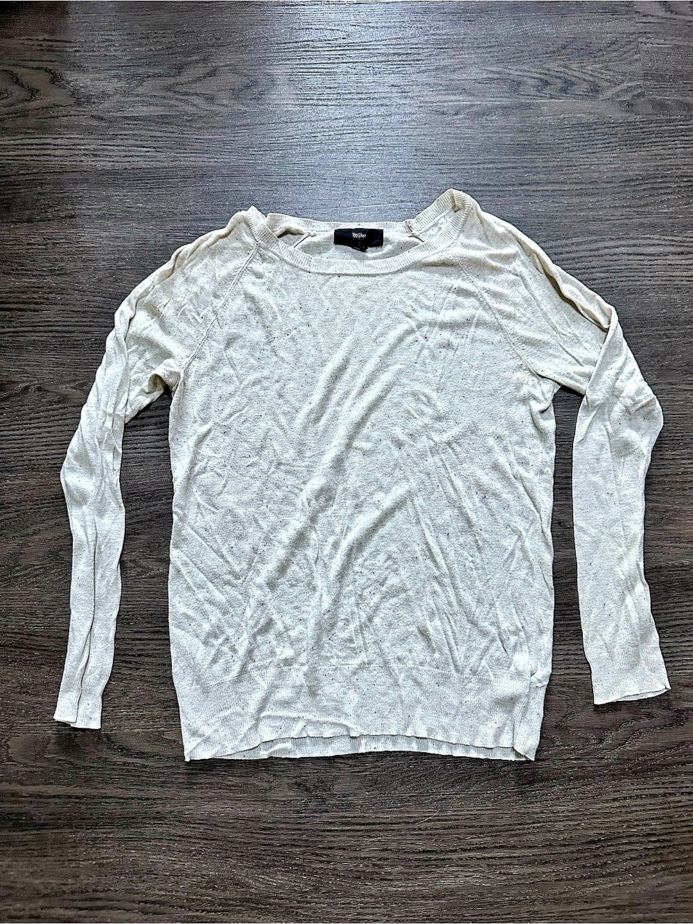 Mossimo Cream Ivory Flecked Lightweight Knit Sweater Sz Large Crew Neck Pullover